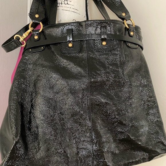 Elliott Lucca- Black Patent Leather Hobo Bag - Picture 5 of 10